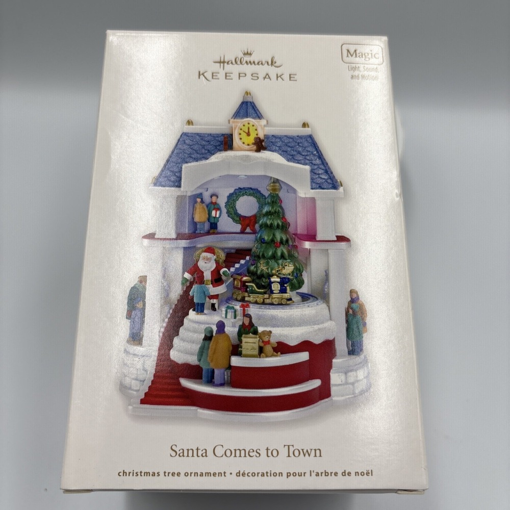 2011 Hallmark Keepsake Santa Comes to Town Magic Ornament Light Sound Motion NIB